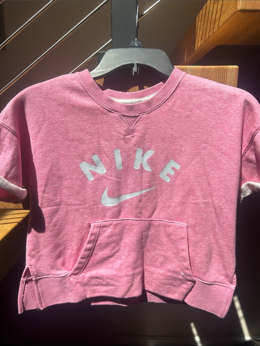 Nike Kids Pink Logo Short Sleeve Sweatshirt
